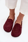 Mokasyny Damskie Z Eko Zamszu Płaskie Bordowe Miryelle