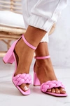 Skórzane Sandały Na Słupku Różowe Lorelei