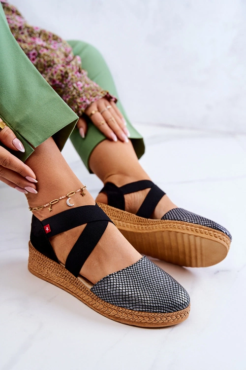 Damskie Modne Espadryle Big Star JJ276035 Czarne