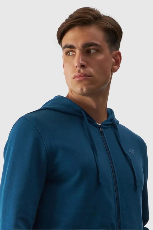 Męska Bluzka Z Kapturem Rozpinana 4F 4FWAW24TSWSM1256-46S Turkusowa