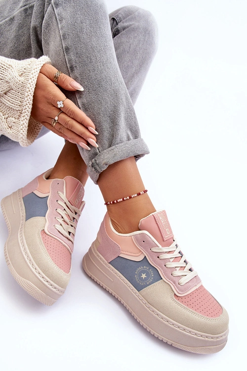 Buty Sportowe Damskie Big Star MM274233 Różowo-Beżowe