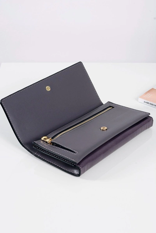 Duży Damski Fioletowy Modny Portfel