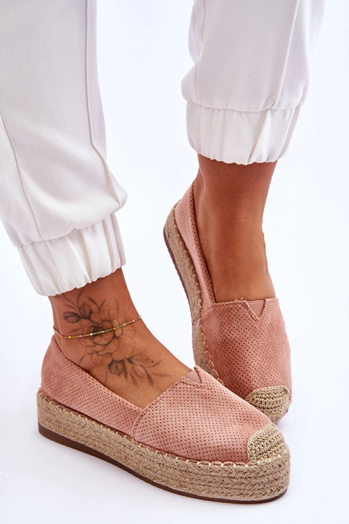 Espadryle Na Słomkowej Platformie Różowe Highway