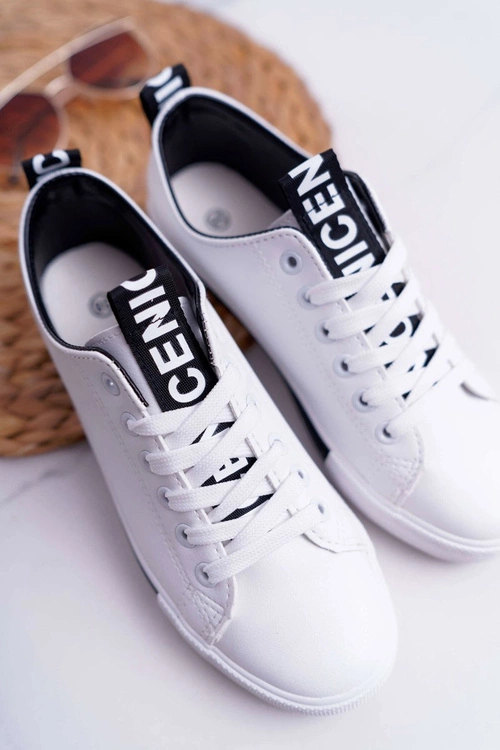 Trampki Damskie Białe Czarny Pasek Nigrid