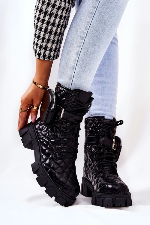 Botki Z Nerką Pikowane Czarne Maureen