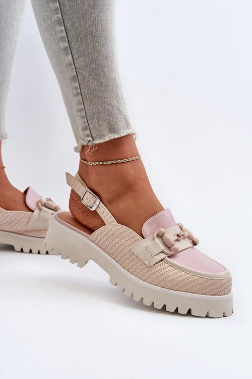 Sandały Damskie Na Płaskim Obcasie Z Ozdobą Beżowe D&A MR38-656