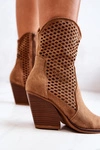 Botki Kowbojki Ażurowe Na Słupku Camel Caroline