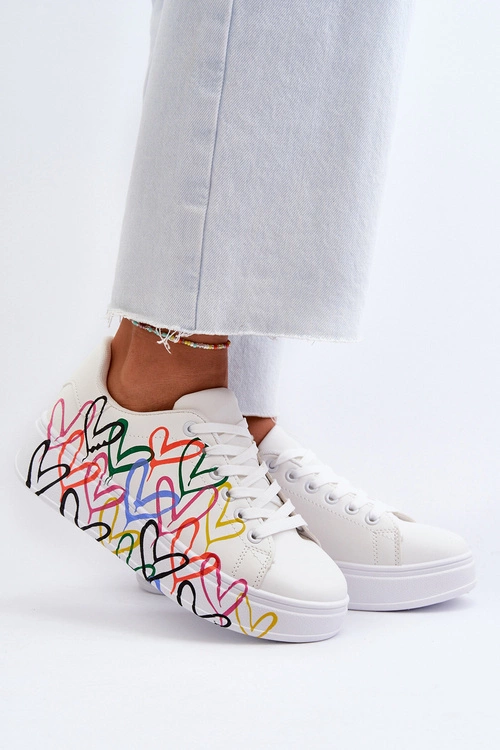 Damskie Sneakersy Z Sercami Białe Claral
