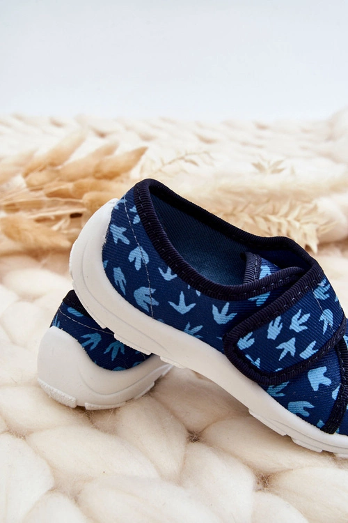 Dziecięce Papcie Befado Ślady Dinozaura 974X476 Granatowe