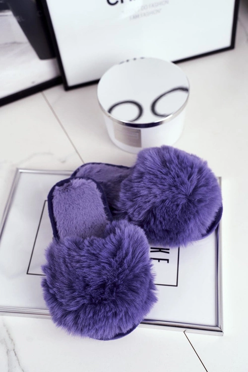 Dziecięce Papcie Klapki z Futerkiem Fioletowe Snow Ball