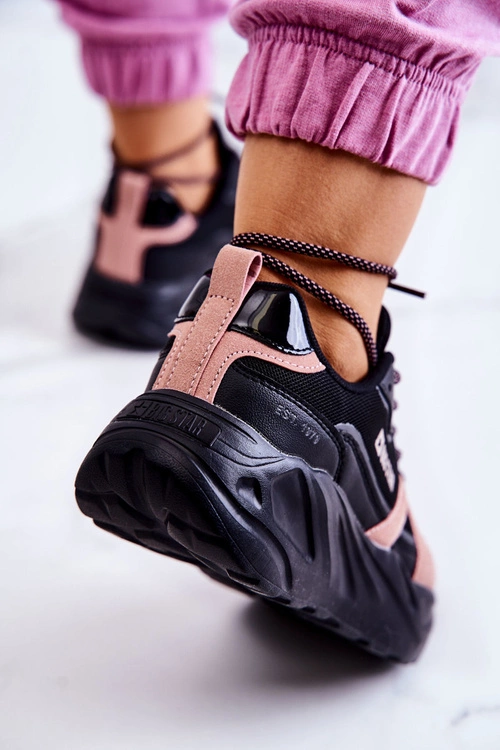 Damskie Sneakersy Memory Foam Big Star JJ274599 Czarno-Różowe