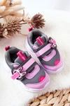Dziecięce Sportowe Buty Na Rzep Befado 516P091 Szaro-Różowe