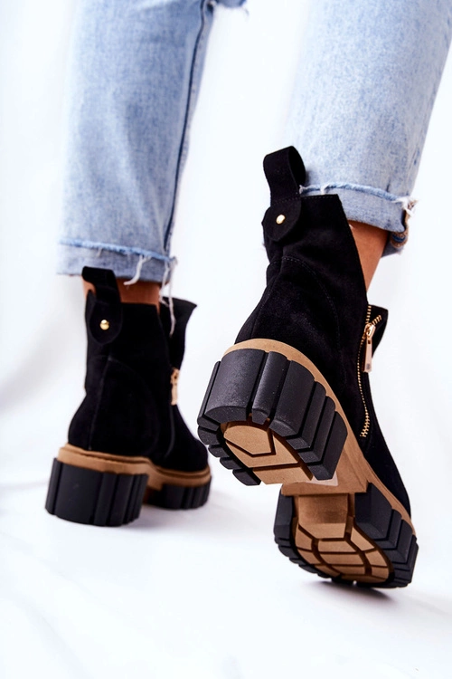 Botki Ocieplane Z Wycięciem Na Suwak Czarne Cadence