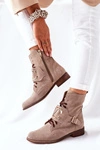 Botki Damskie Zamszowe Cappuccino Nicole 2676