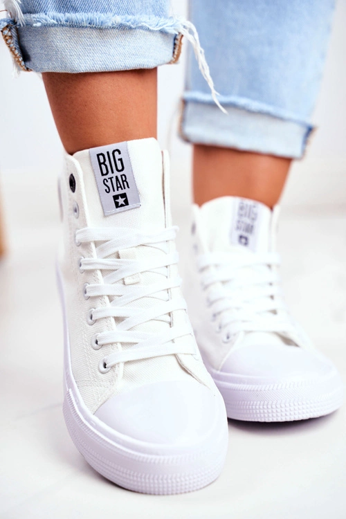 Damskie Wysokie Trampki Big Star FF274A171 Białe