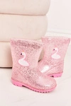 Dziecięce Brokatowe Kalosze Z Łabędziem Różowe