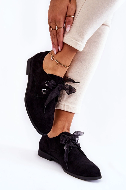 Damskie Zamszowe Wiązane Półbuty La.Fi 210014B-SU Czarne