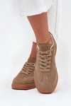 Zamszowe Sneakersy Damskie Big Star SS274675 HI-POLY SYSTEM Beżowe