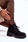 Zamszowe Ocieplane Botki Sznurowane Czarne Bjorg