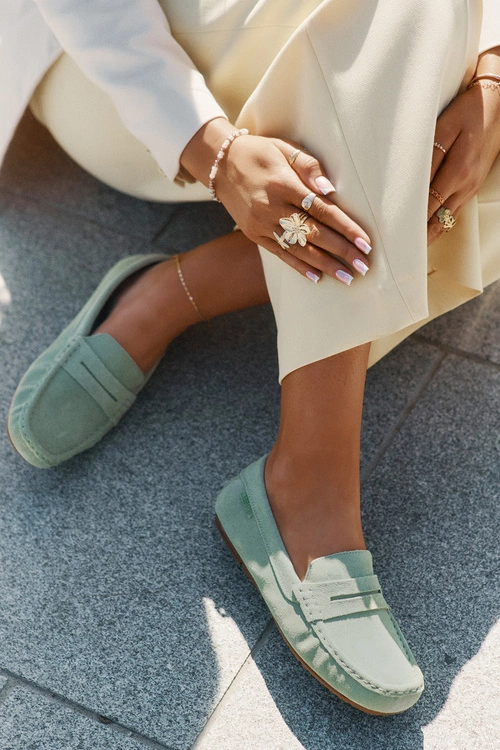 Zamszowe Mokasyny Damskie Big Star RR274945 Zielone