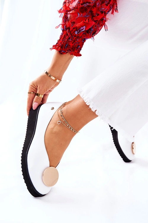 Półbuty Baleriny Na Platformie Maciejka Białe 5315B-11