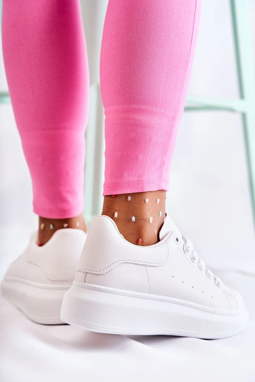 Damskie Buty Sportowe Na Platformie Białe Eliso