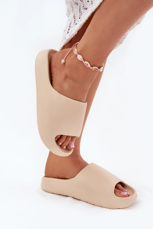 Piankowe Klapki Damskie Beżowe Rivasol