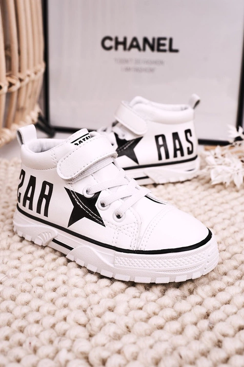 Dziecięce Wysokie Trampki Na Rzep Białe Sparky