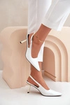Lakierowane Szpilki Z Odkrytą Piętą Białe Filona