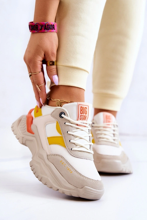 Damskie Buty Sportowe Big Star JJ274A411 Biało-Beżowe