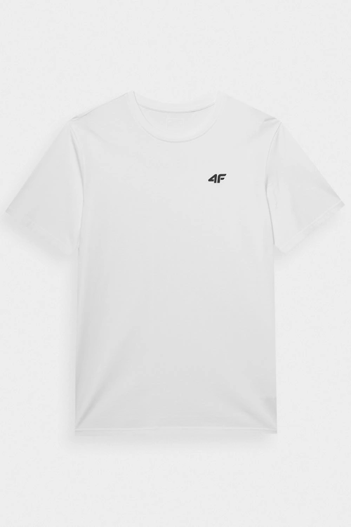 Koszulka Męska Gładka Z Logo 4F 4FWMM00TTSHM1843-10S Biała