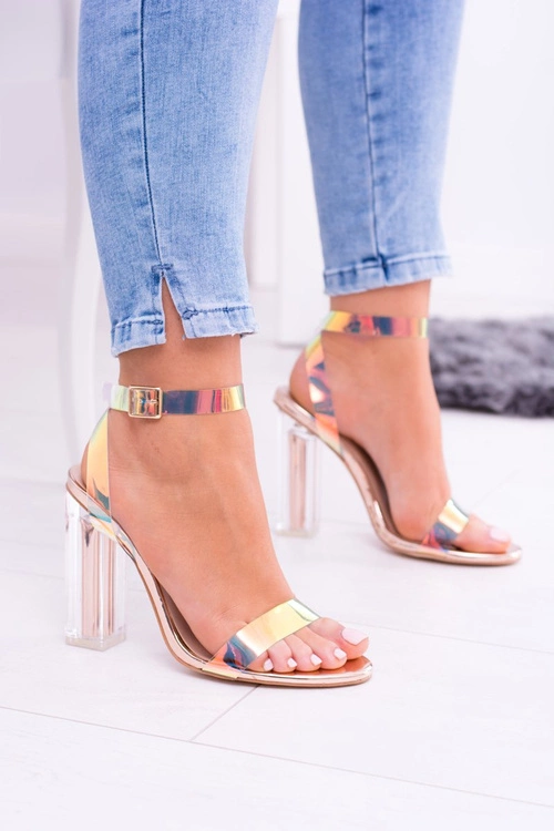 Lu Boo Transparentne Sandały Złoty Róż Mirage