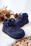 Dziecięce Ocieplane Wysokie Buty Sportowe Granatowe Clafi