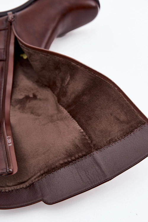 Ocieplane Kozaki Damskie Na Klocku Z Paskiem Sergio Leone KZ25826 Brązowe