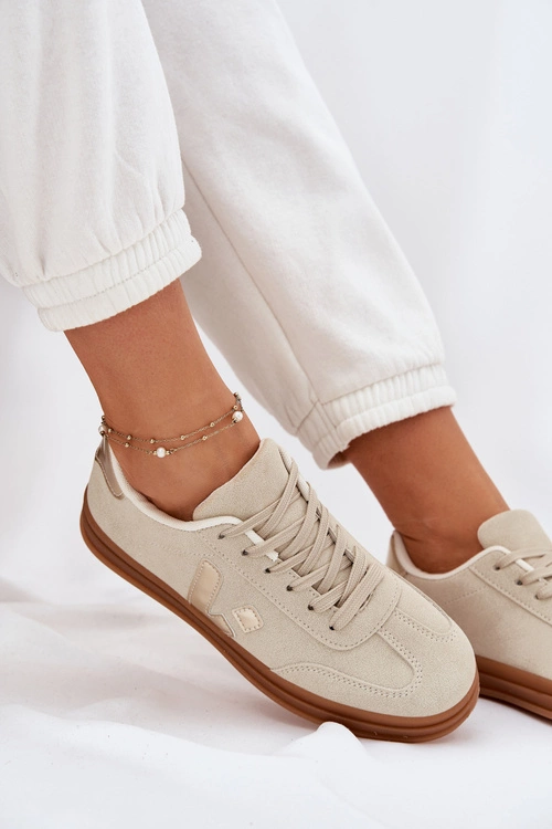 Sneakersy Damskie Eko Zamszowe Beżowe Micca