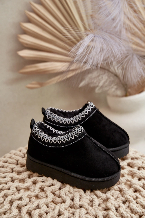 Śniegowce Botki Dziecięce Na Platformie Ocieplane Futerkiem Czarne Vilabria