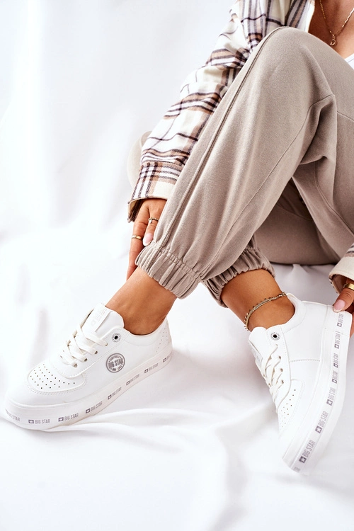 Skórzane Tenisówki Na Platformie BIG STAR II274075 Białe