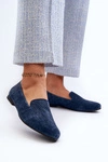 Zamszowe Wygodne Mokasyny Granatowe Giovana