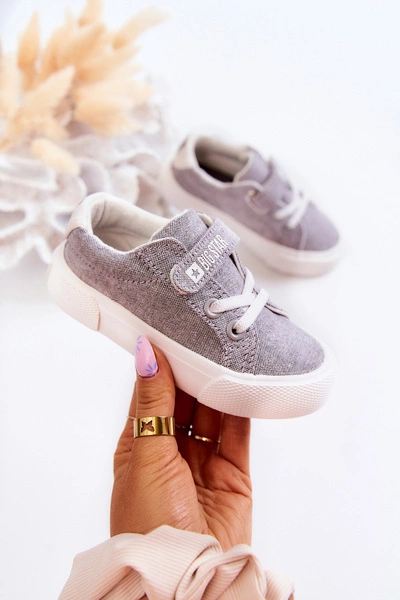 Dziecięce Niskie Trampki Na Rzep BIG STAR JJ374107 Szare