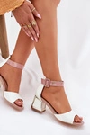 Lakierowane Sandały Damskie Na Słupku Białe Zennia