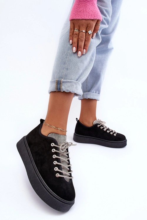 Zdobione Dżetami Buty Sportowe Damskie Czarne Ecea