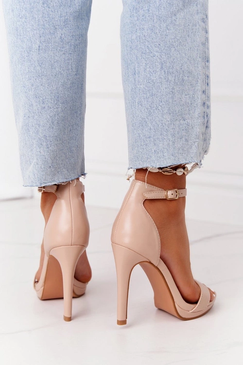 Eleganckie Sandały Na Szpilce Nude Glamour