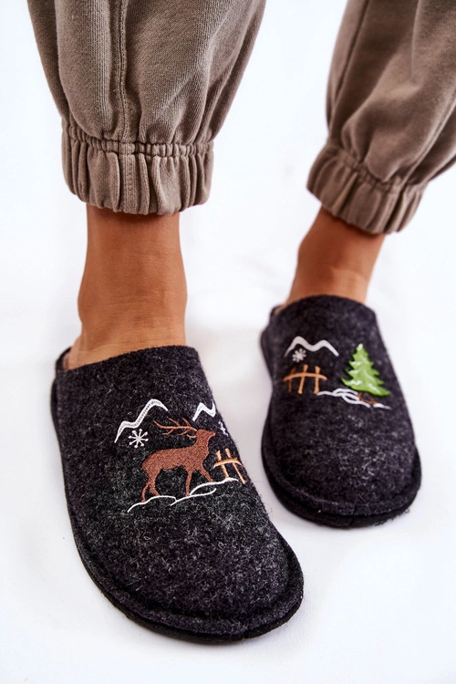 Domowe Papcie Big Star KK276018 Czarno-Beżowe