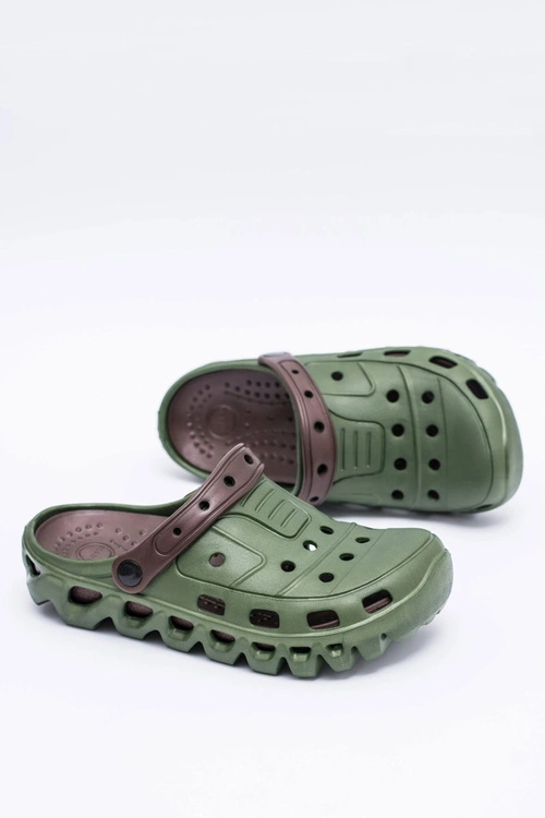 Zielone Męskie Ogrodowe Lekkie Klapki Kroksy Eva