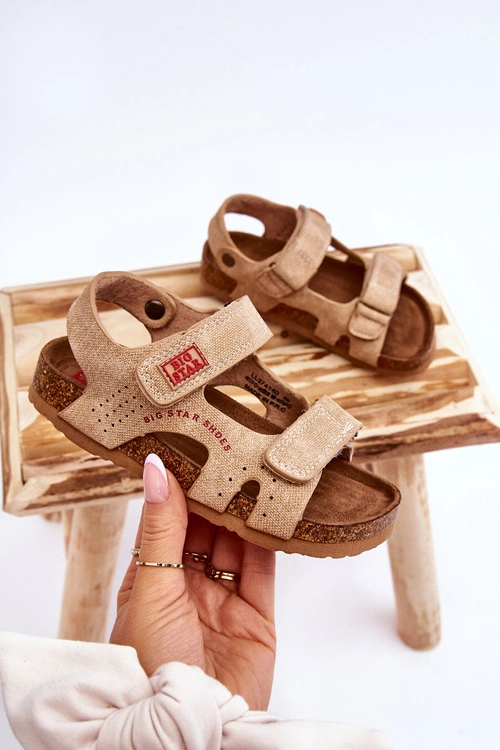 Dziecięce Lekkie Sandałki Na Rzepy Big Star LL374140 Beżowe