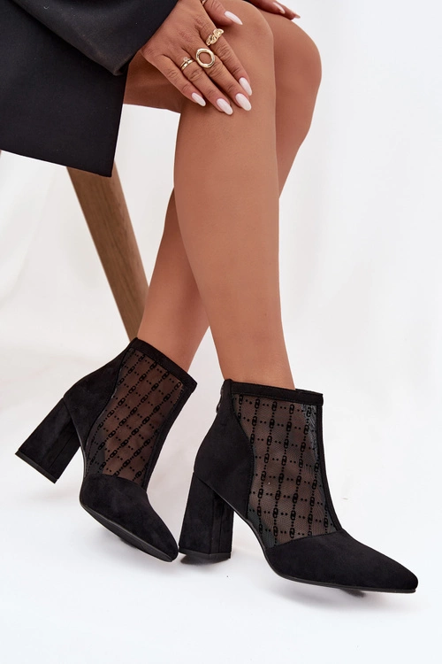 Botki Damskie Na Słupku Z Siateczką D&A LZ52-944 Czarne