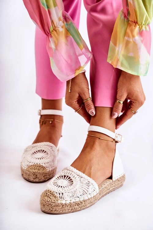 Damskie Sandałki Espadryle Ażurowe Białe Murillo