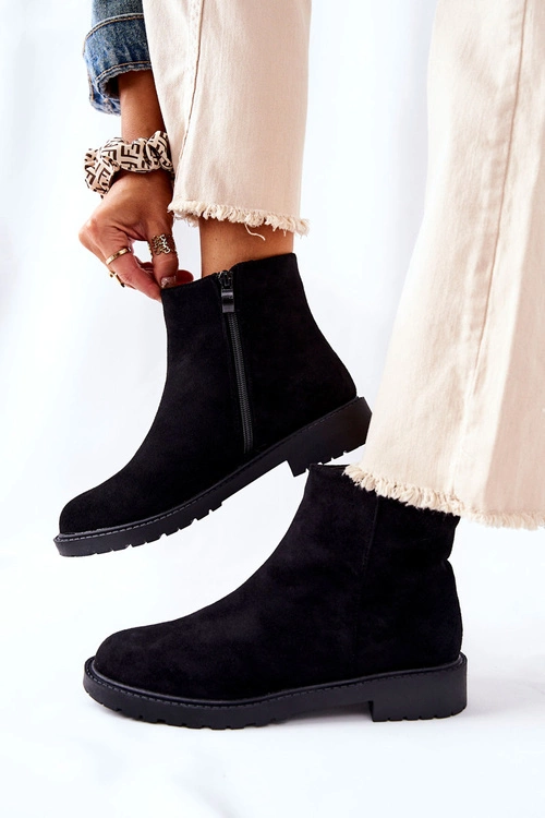 Botki Sztyblety Na Płaskim Obcasie Czarne Laurette