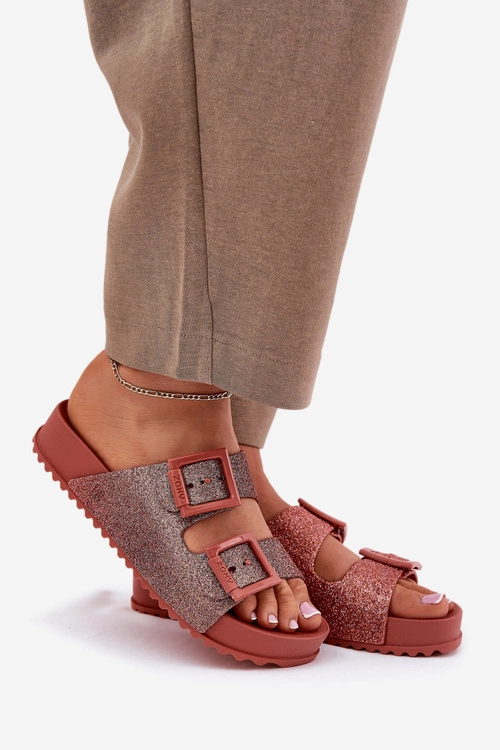 Pachnące Klapki Damskie Z Brokatem I Klamrami ZAXY RR285025 Brudny Róż