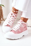 Wysokie Trampki Na Dużej Podeszwie Różowe Z Efektem Tie-Dye Trissy